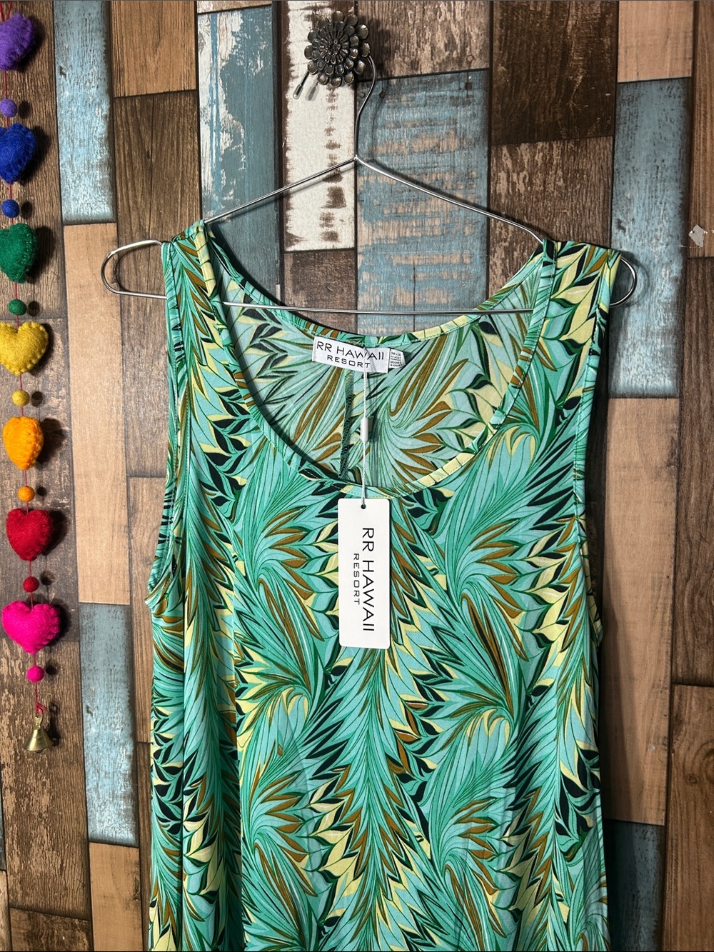 Teal Palm-Print Sleeveless Midi Dress - Picture 3 of 16